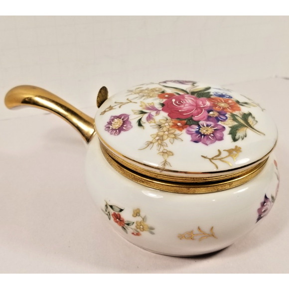 VTG PARMA Porcelain Silent Butler Crumb Catcher Pink Floral Gold Trim Japan 1950 - Picture 1 of 7